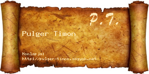 Pulger Timon névjegykártya